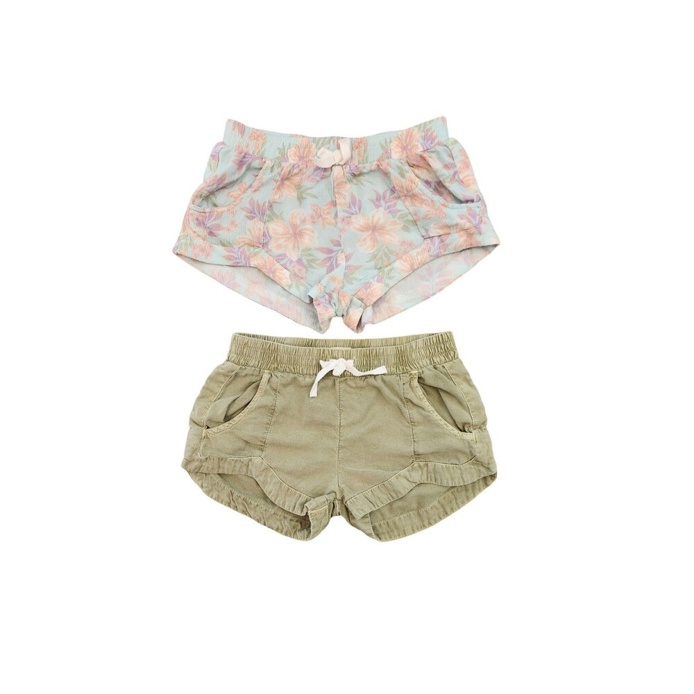 Billabong Girls Mad For You Shorts Lot of 2 Size M Floral Green Beachy Boho
